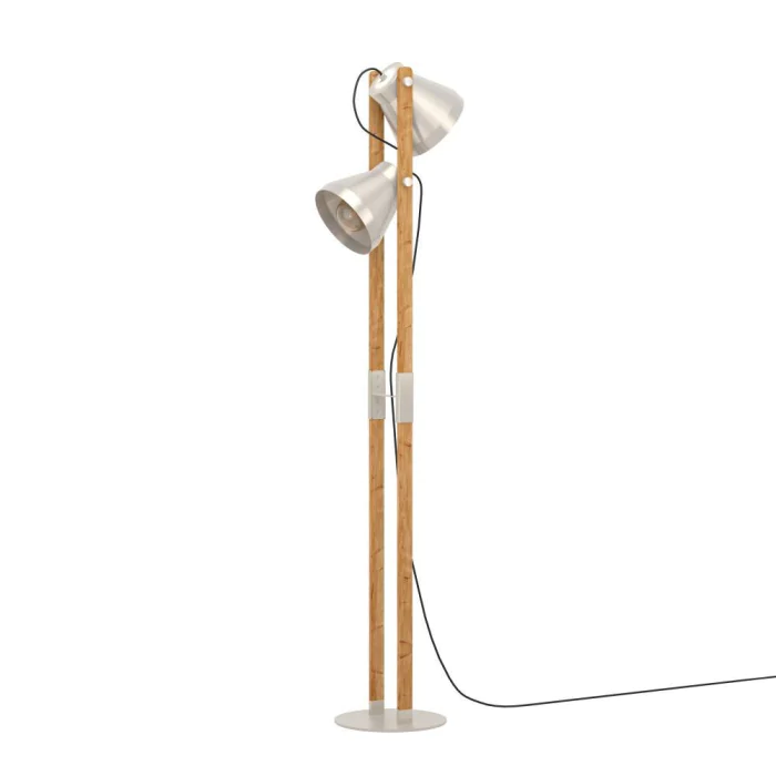 Торшер с ножным выключателем CAWTON, 2X40W (E27), H1345, сталь, дерево, коричневый EGLO 43954