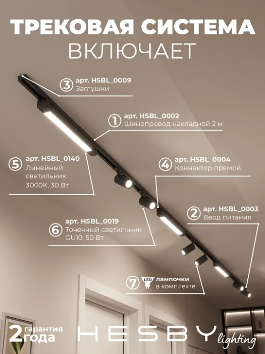 Комплект трековый Hesby Lighting Skylite №5 HSBL_kompl_S005_NI4B3K