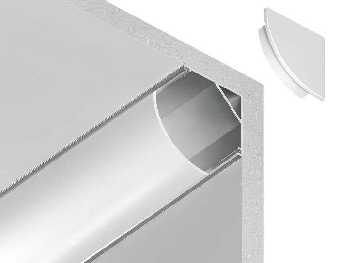 Алюминиевый профиль угловой круглый 15.7*15.7 для светодиодной ленты до 9,78мм Ambrella light GP2100AL