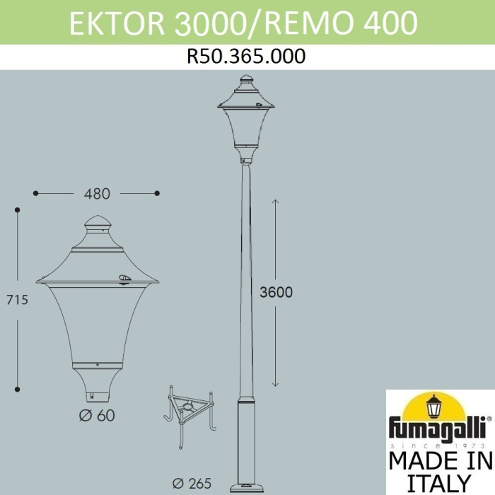 Парковый фонарь FUMAGALLI EKTOR 3000/REMO R50.365.000.AXH27