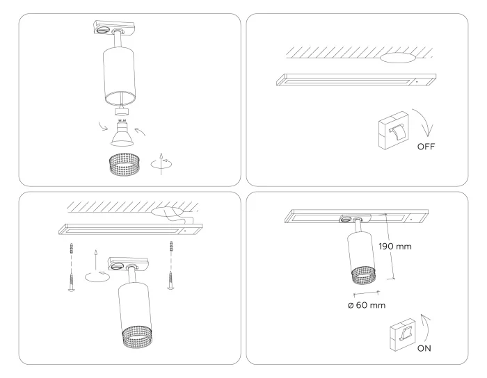 Трековый однофазный светильник со сменной лампой Ambrella light GL5162