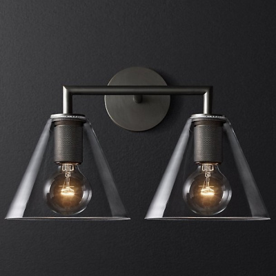 Бра RH Utilitaire Funnel Shade Double Sconce Black ImperiumLoft