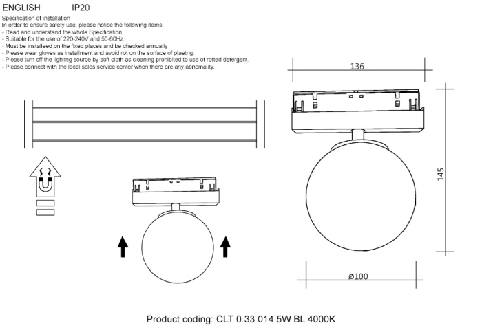 Светильник трековый магнитный Crystal Lux CLT 0.33 014 5W BL 4000K