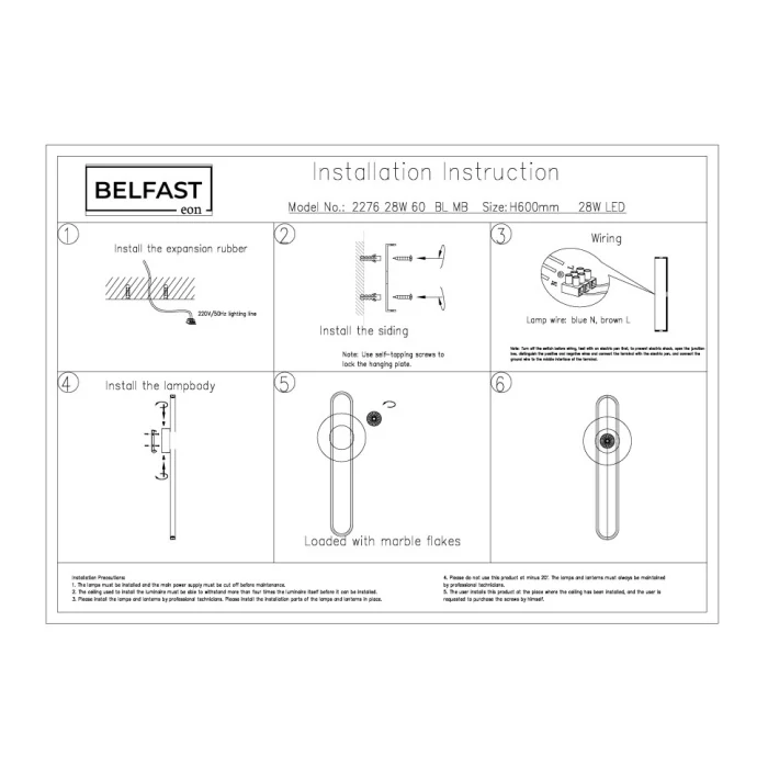 Светильник настенный Belfast Ravenhill 2276 28W 60 BL MB