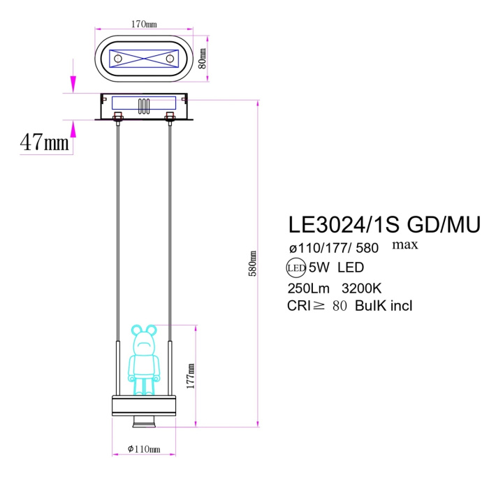 Подвесной светильник Leon Joli LE3024/1S GD/MU