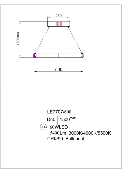 Подвесной светильник Leon Aida LE7707/600 Gold