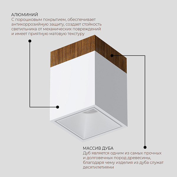 Накладной светильник Ledron KUBING 130 Wooden White