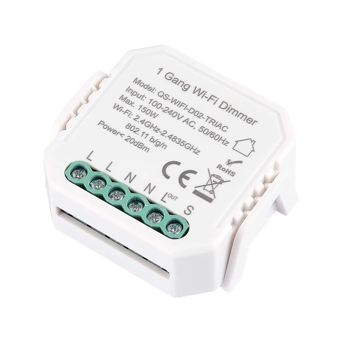 WI-FI диммируемое реле 1 канал, 150W, IP20, L46xW46xH18, 230V, Белый ST9000.500.01CDIM