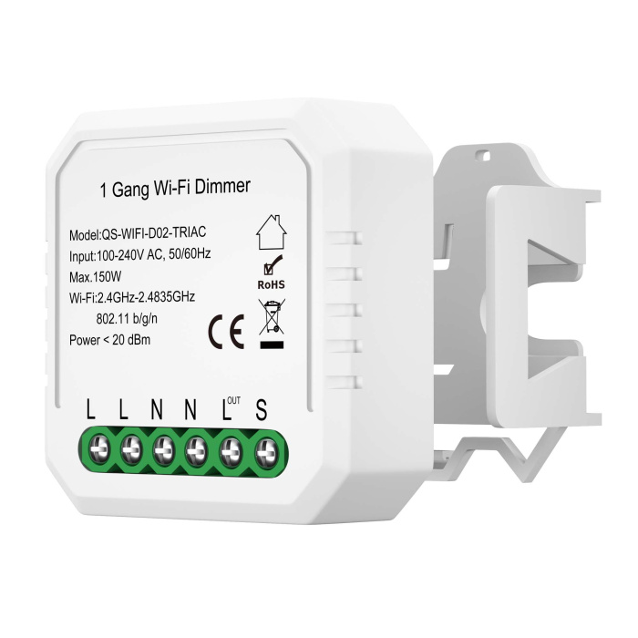 WI-FI диммируемое реле 1 канал, 150W, IP20, L46xW46xH18, 230V, Белый ST9000.500.01CDIM