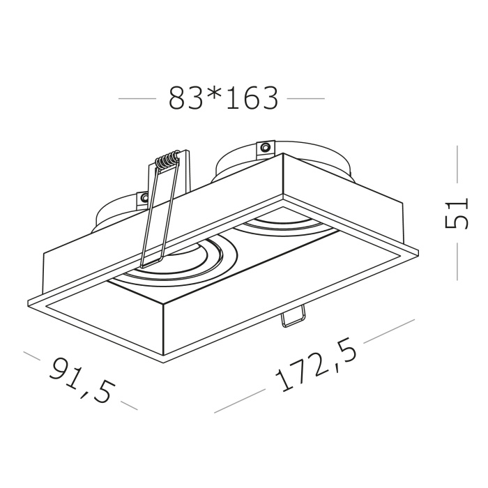 Светильник встраиваемый Белый GU10 2*50W IP20 L91,5xW17,2xH5,2 220V Без ламп ST261.518.02