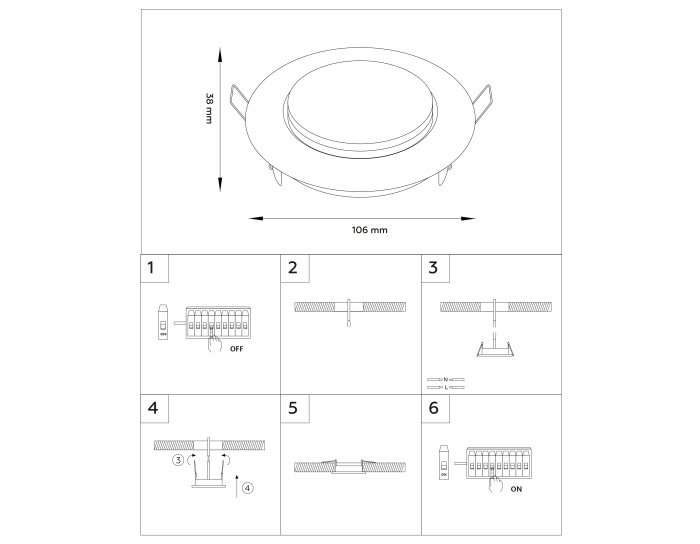 Встраиваемый точечный светильник GX53 Ambrella light G101 BK