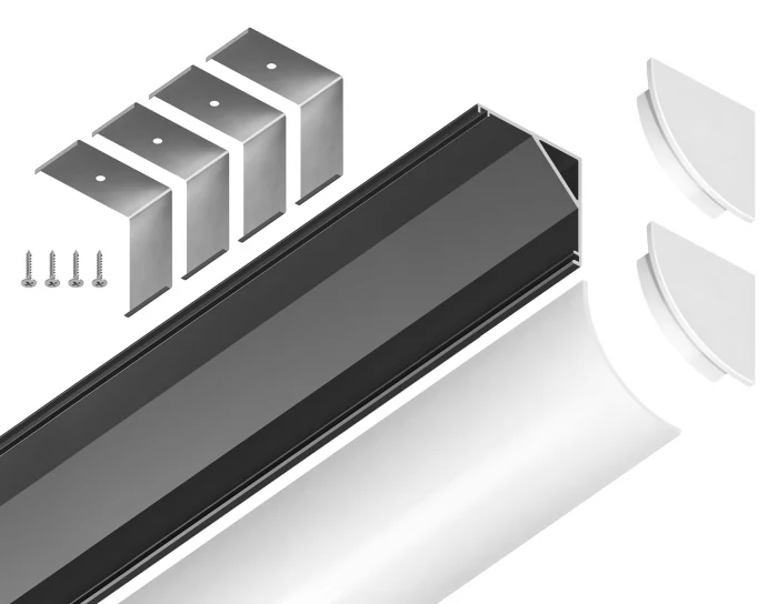 Алюминиевый профиль угловой круглый 15.7*15.7 для светодиодной ленты до 9,78мм Ambrella light GP2100BK