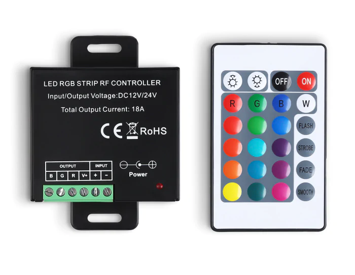 Контроллер для светодиодных лент RGB с радио пультом 2.4G 18A 12V 216W/ 24V 432W GS11301 Ambrella light GS11301