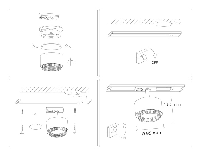 Трековый однофазный светильник со сменной лампой Ambrella light GL5379