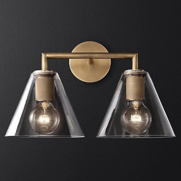 Бра RH Utilitaire Funnel Shade Double Sconce Brass ImperiumLoft