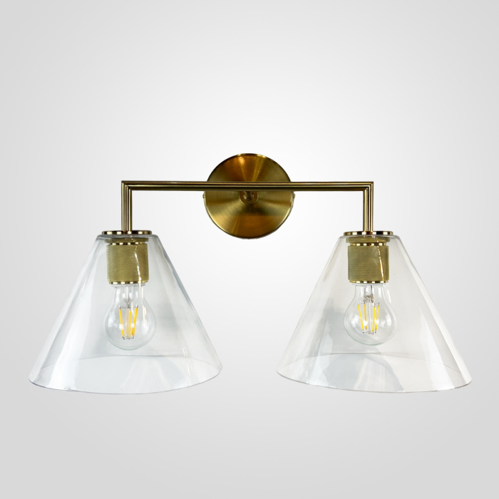 Бра RH Utilitaire Funnel Shade Double Sconce Brass ImperiumLoft