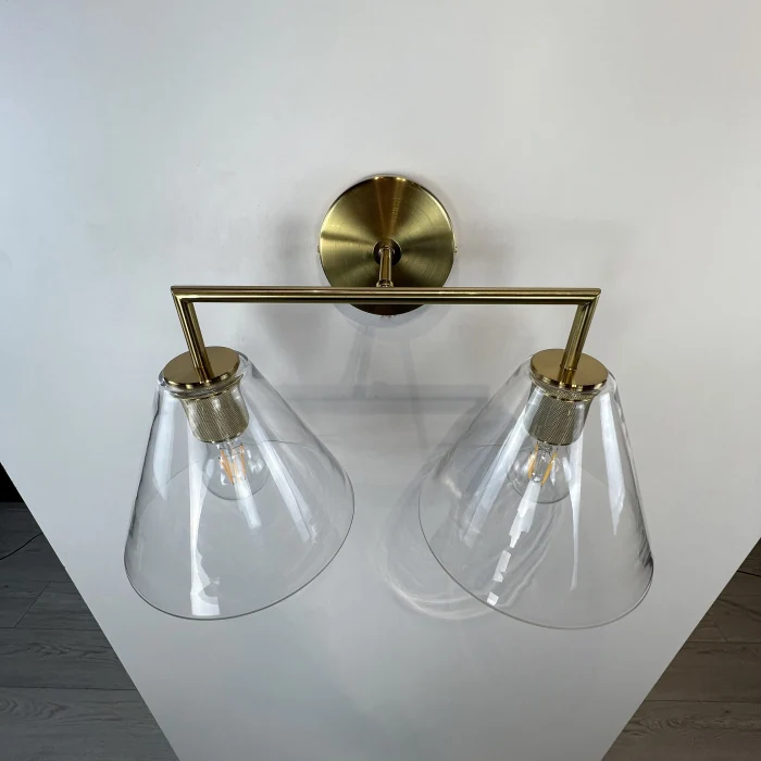 Бра RH Utilitaire Funnel Shade Double Sconce Brass ImperiumLoft