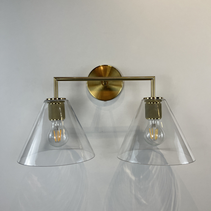 Бра RH Utilitaire Funnel Shade Double Sconce Brass ImperiumLoft