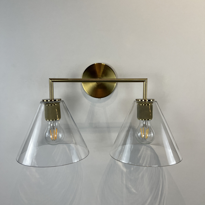 Бра RH Utilitaire Funnel Shade Double Sconce Brass ImperiumLoft