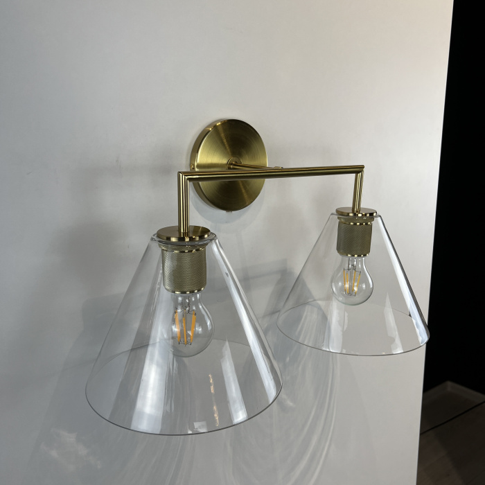 Бра RH Utilitaire Funnel Shade Double Sconce Brass ImperiumLoft