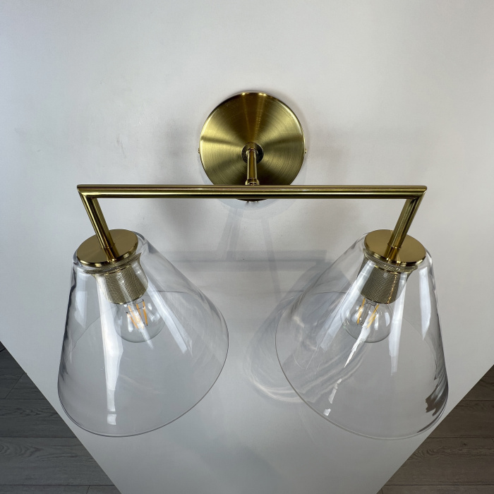 Бра RH Utilitaire Funnel Shade Double Sconce Brass ImperiumLoft