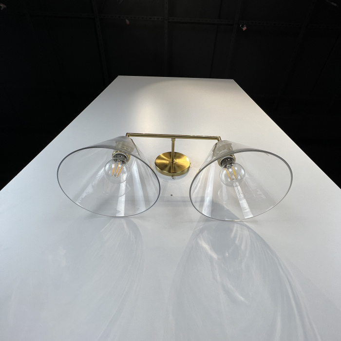 Бра RH Utilitaire Funnel Shade Double Sconce Brass ImperiumLoft