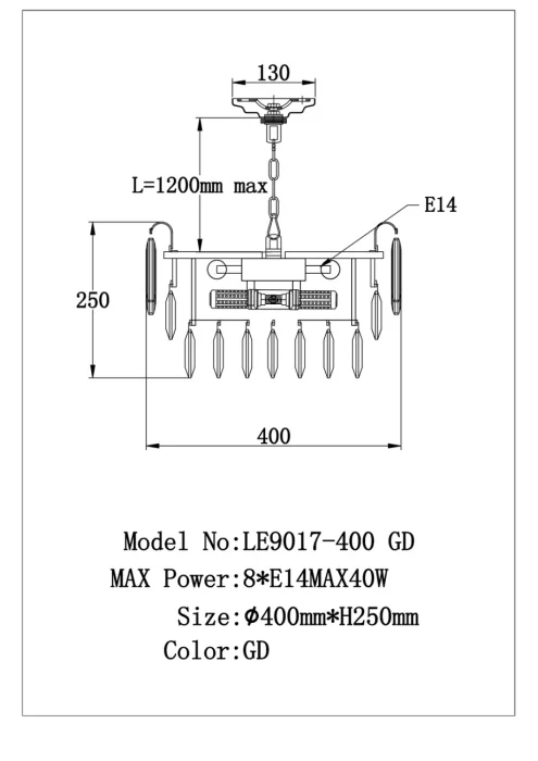 Подвесная люстра Leon Catherine LE9017/400 GD
