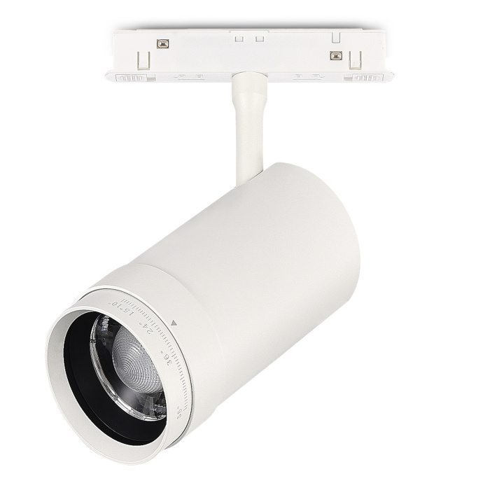 Магнитный трековый светильник ZOOM Белый LED 1*20W 3000K Lm Ra90 10-55° IP20 D60xH170 4 ST357.536.20