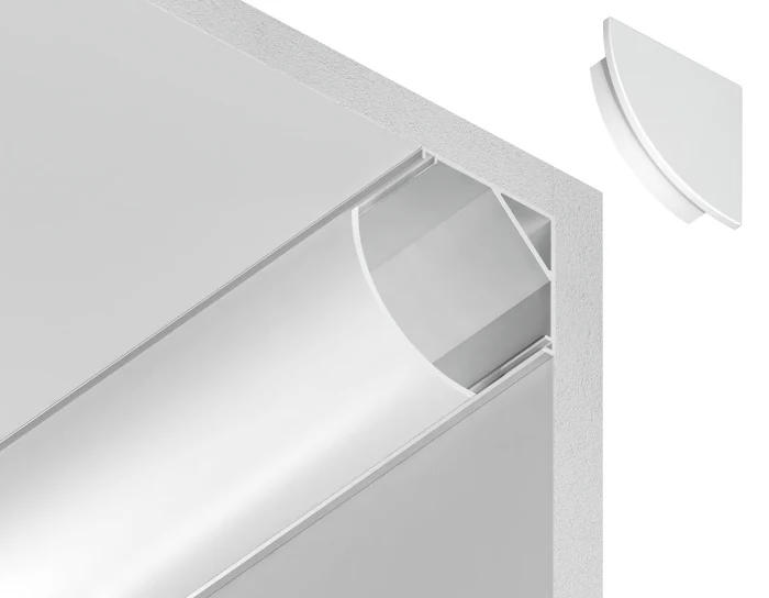 Алюминиевый профиль угловой круглый 15.7*15.7 для светодиодной ленты до 9,78мм Ambrella light GP2100WH