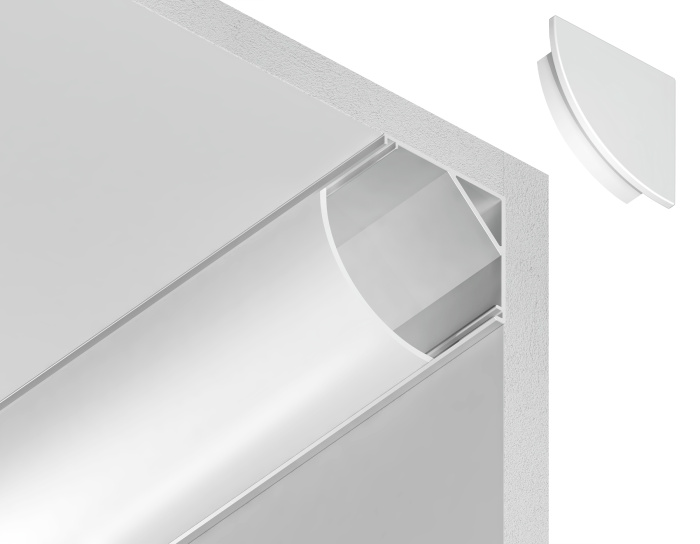 Алюминиевый профиль угловой круглый 15.7*15.7 для светодиодной ленты до 9,78мм Ambrella light GP2100WH