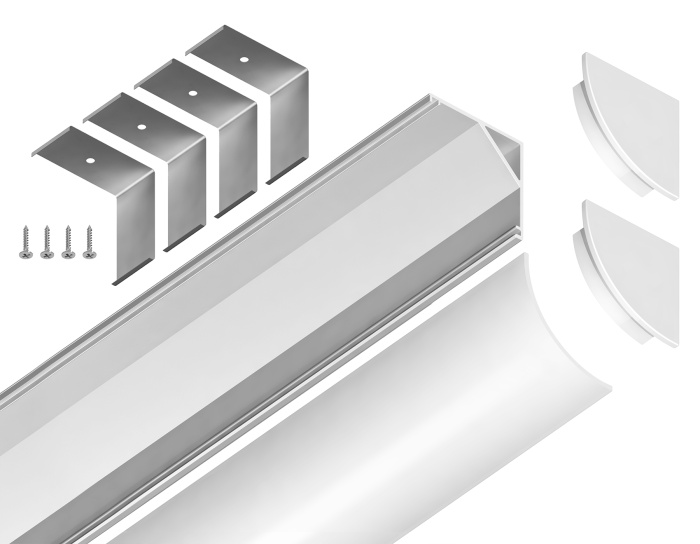Алюминиевый профиль угловой круглый 15.7*15.7 для светодиодной ленты до 9,78мм Ambrella light GP2100WH