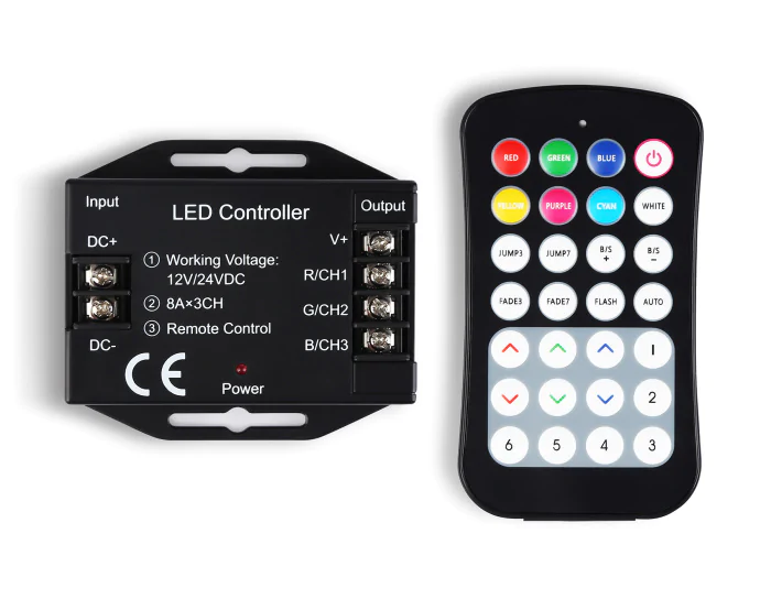 Контроллер для светодиодных лент RGB с радио пультом 2.4G 24A 12V 288W/ 24V 576W GS11351 Ambrella light GS11351