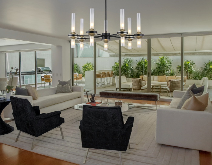 Люстра со стеклянными плафонами на штанге Ambrella light LH55353