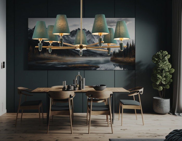 Люстра на штанге с абажурами и мрамором AMBRELLA light LH75053