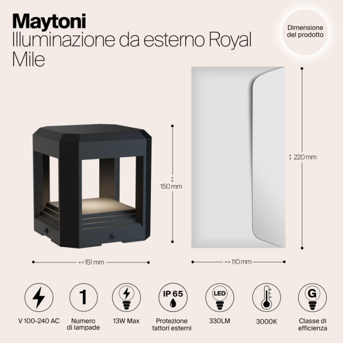 Садово-парковый светильник Maytoni Royal Mile O019FL-L13GR3K