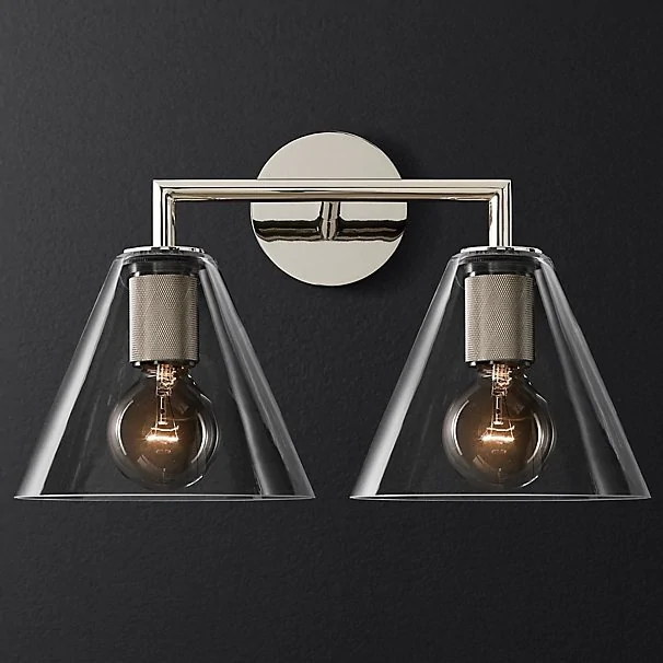 Бра RH Utilitaire Funnel Shade Double Sconce Silver ImperiumLoft