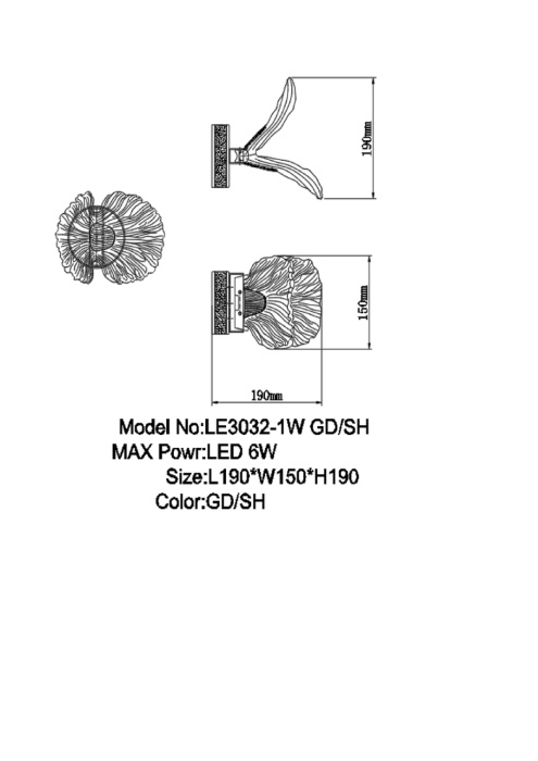 Настенный светильник Leon Jardin LE3032/1W GD/SH Blue