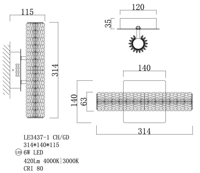 Настенный светильник Leon Juliana LE3437-1 GD