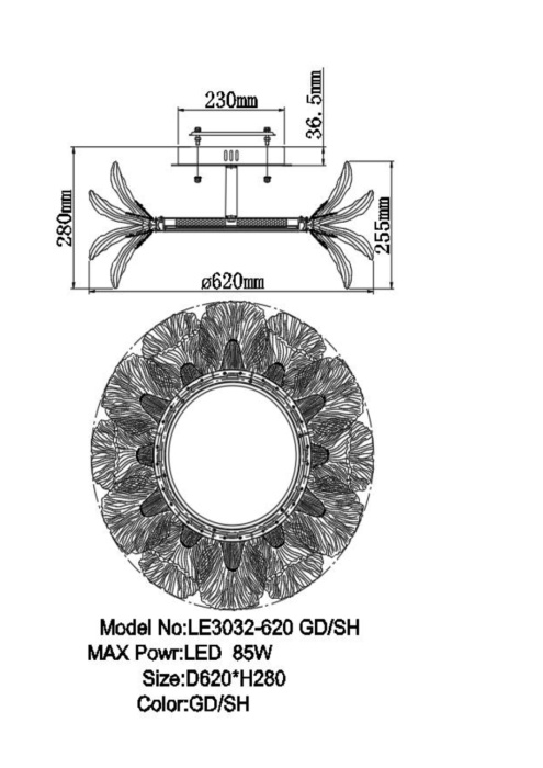 Потолочный светильник Leon Jardin LE3032/620P GD/SH