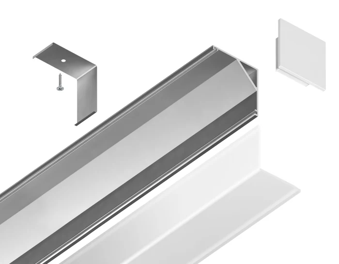 Алюминиевый профиль угловой квадратный 15.7*15.7 для светодиодной ленты до 9,78мм Ambrella light GP2150AL