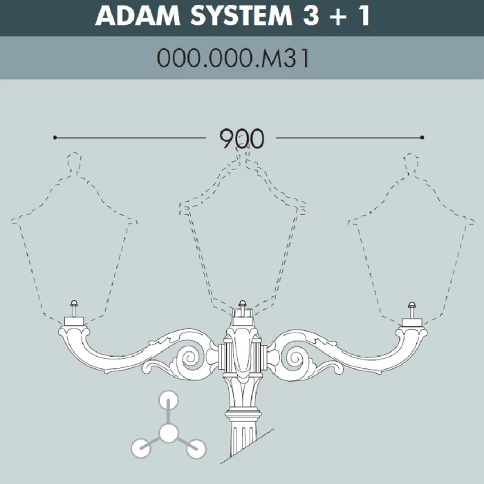 Консоль для паркового фонаря FUMAGALLI ADAM SYS 3L+1  000.000.M31.A0