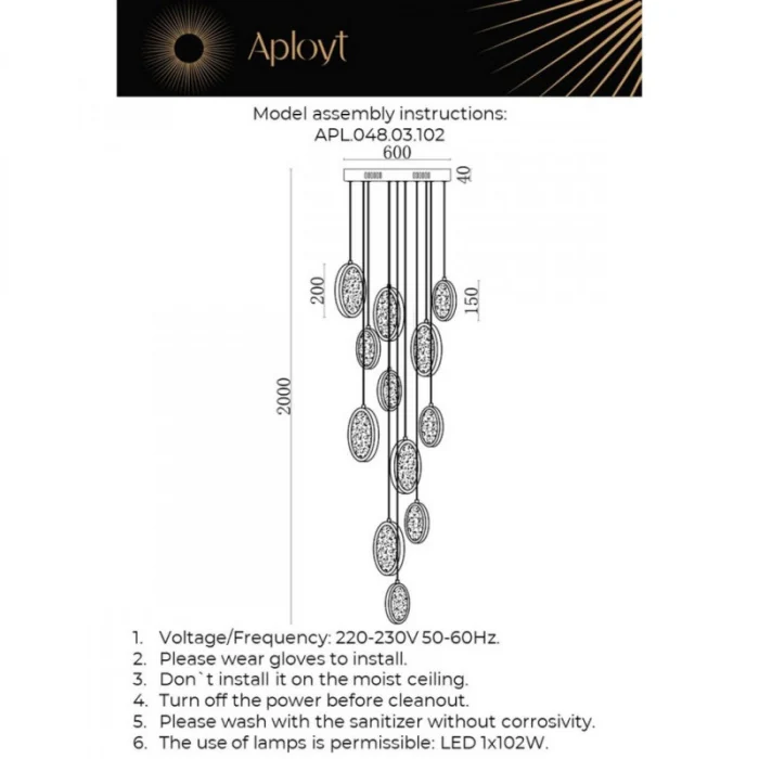 Люстра подвесная Aployt Yulali APL.048.03.102
