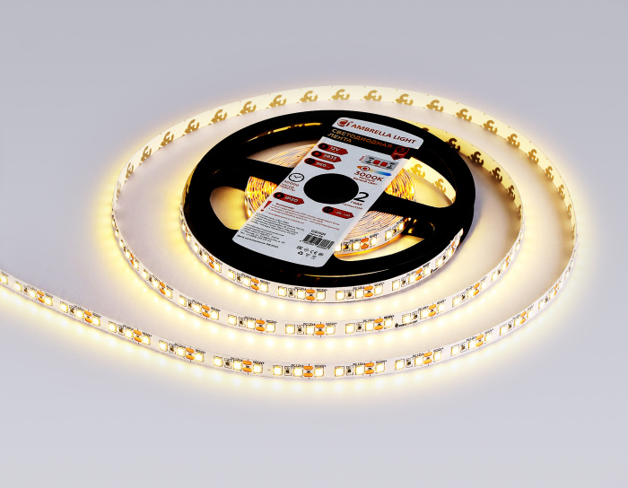 Светодиодная лента Ambrella Light GS1101 2835 120Led /9.6W m/ 12V IP20 3000K 5m/кратность резки 25mm Ambrella light GS1101
