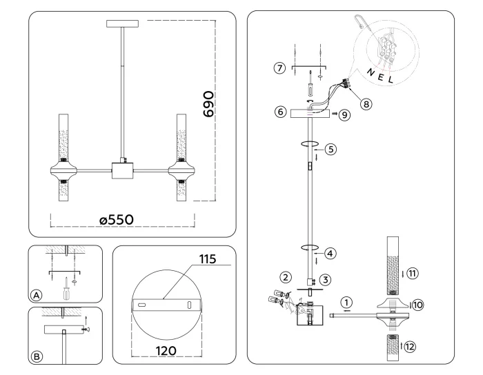 Люстра на штанге Ambrella Light High Light LH55358