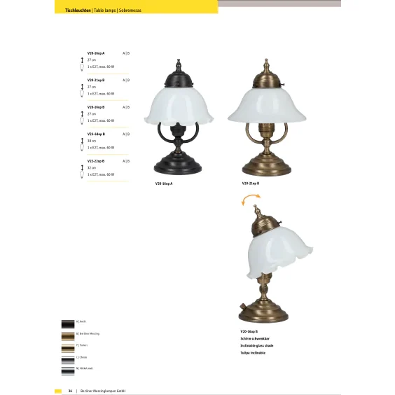 Настольная лампа Berliner Messinglampen V20-21opB