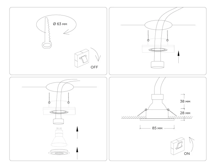 Светильник встраиваемый IP44 с высокой степенью пылевлагозащиты Ambrella light TN1161