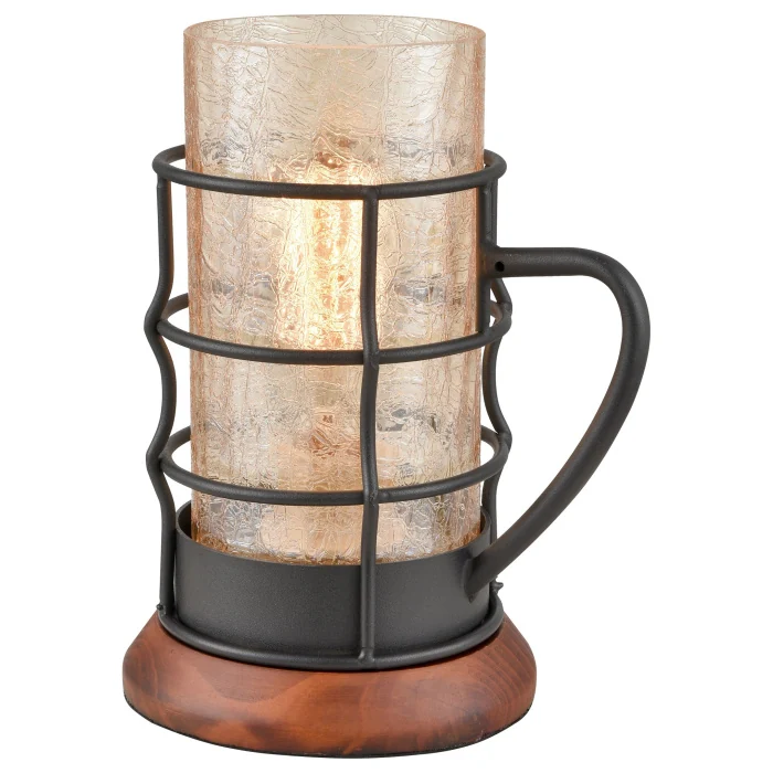 561-704-01 Настольная лампа Дуб, Черный/Янтарный E27 1*40W