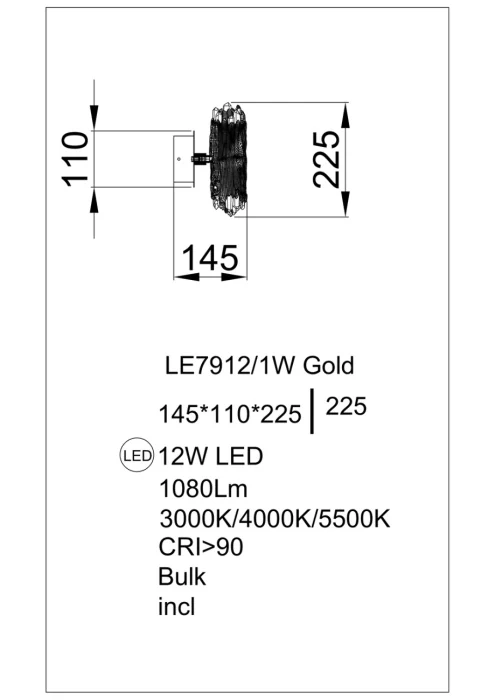 Бра Leon Elizabeth LE7912/1W Gold