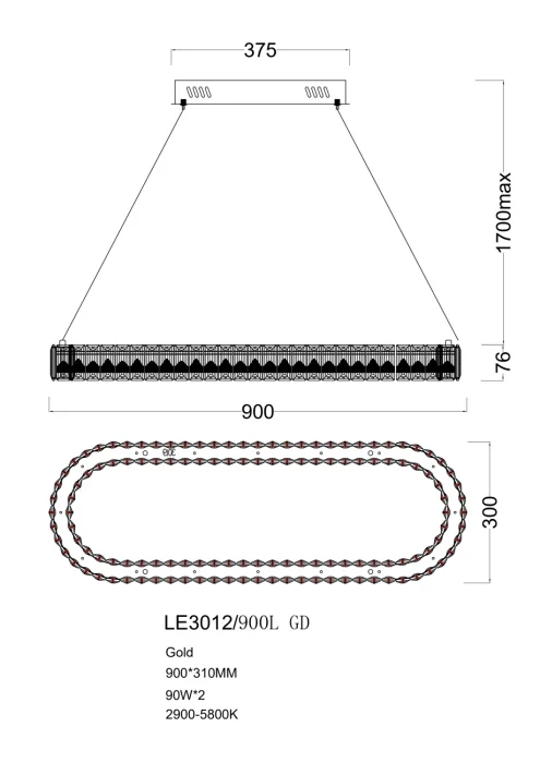 Подвесная люстра Leon Delaina LE3012/900L GD