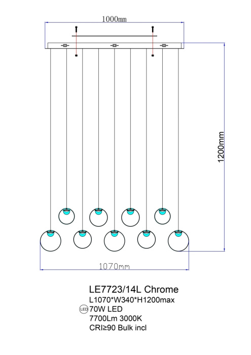 Подвесная люстра Leon Molecule LE7723/14L Chrome
